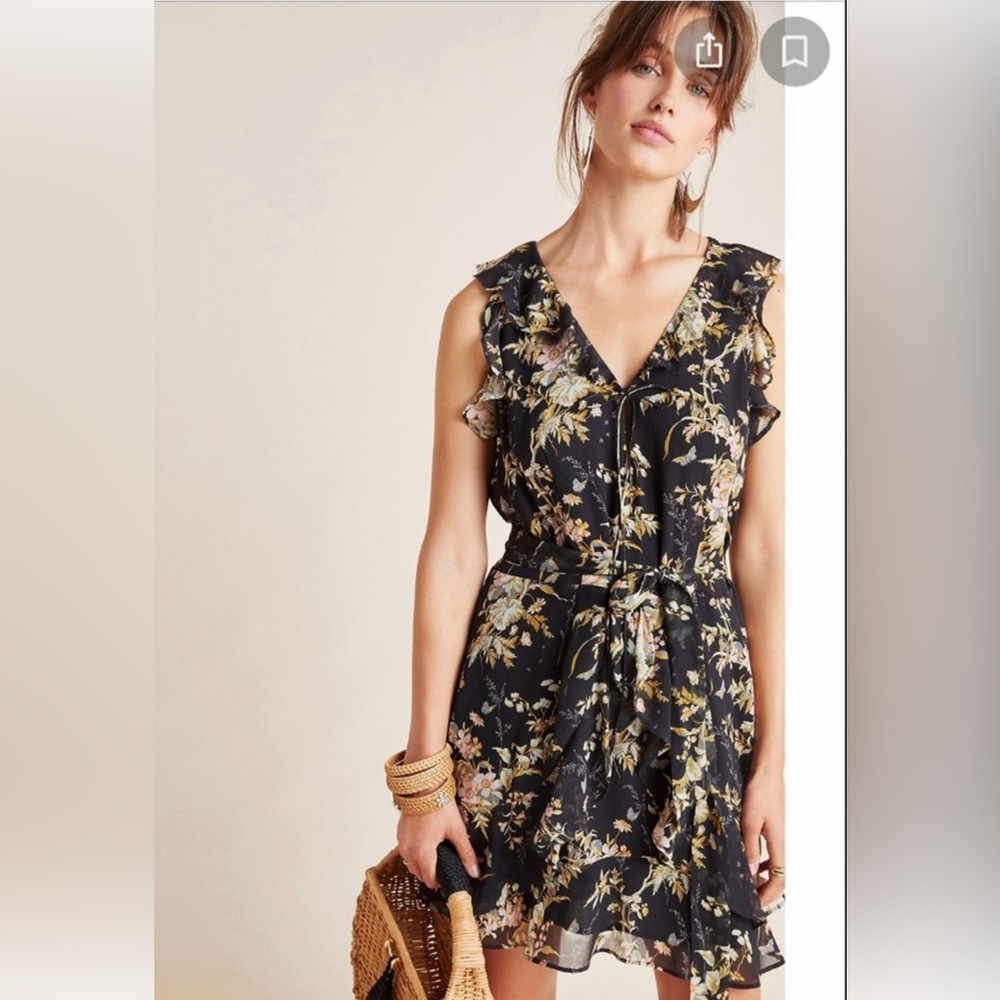 Paige dress. Black floral. Size S.